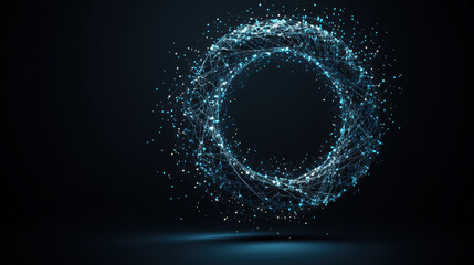 Poster - Intricate 3D vector spiral with glowing particles and wireframe structure