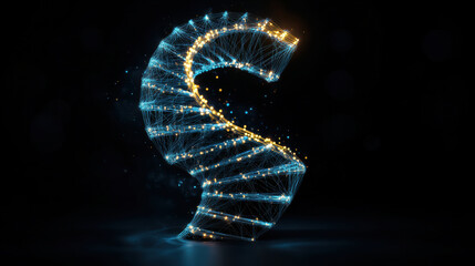 Poster - Intricate 3D vector spiral structure with glowing wireframe design