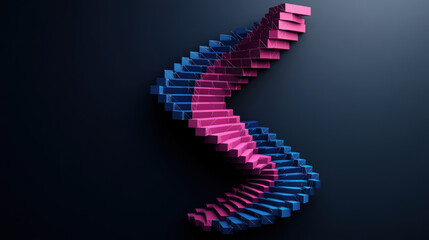 Poster - Dynamic 3D vector polygons forming spiral in vivid colors