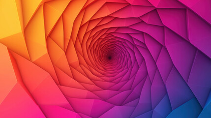 Poster - Vivid spiral pattern with dynamic 3D polygons in vibrant colors