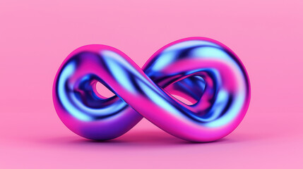 Poster - Fluid interconnected 3D shapes in vibrant colors create mesmerizing effect