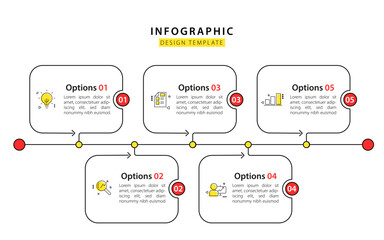 Aufkleber - timeline infographic template. 5 step timeline journey, calendar flat simple infographics design tem