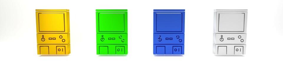 Poster - colorful retro arcade game machine icon isolated on white background. minimalism concept. 3d render 