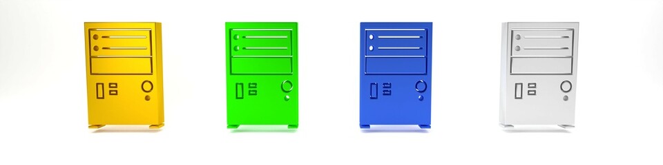 Poster - Colorful Computer icon isolated on white background. PC component sign. Minimalism concept. 3D render illustration