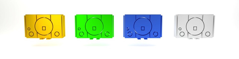 Poster - colorful video game console icon isolated on white background. minimalism concept. 3d render illustr