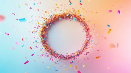 Poster - Vibrant confetti scattered across a pastel background, creating a festive explosion of color