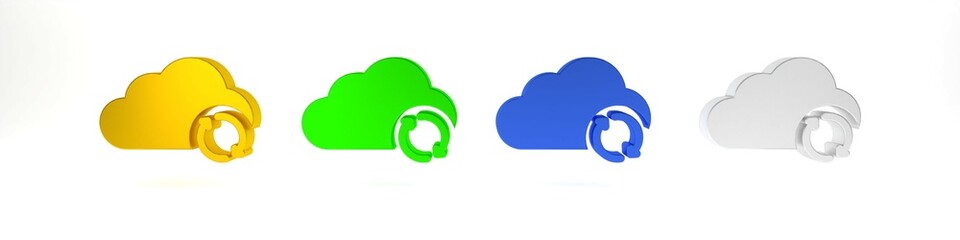 Poster - Colorful Cloud sync refresh icon isolated on white background. Cloud and arrows. Minimalism concept. 3D render illustration