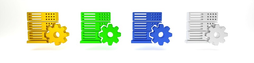 Poster - Colorful Server setting icon isolated on white background. Minimalism concept. 3D render illustration