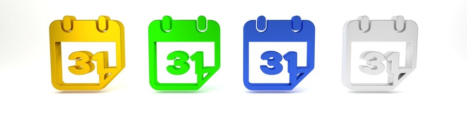 Poster - colorful calendar icon isolated on white background. minimalism concept. 3d render illustration