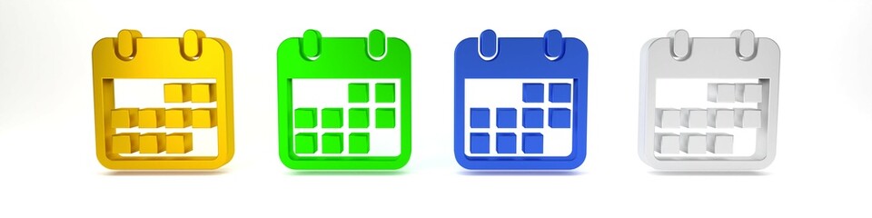 Poster - colorful calendar icon isolated on white background. minimalism concept. 3d render illustration