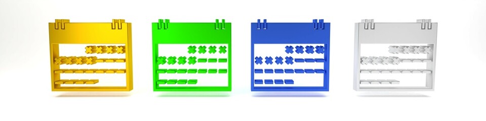 Poster - colorful calendar icon isolated on white background. minimalism concept. 3d render illustration