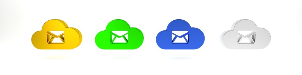 Poster - colorful cloud mail server icon isolated on white background. cloud server hosting for email. online