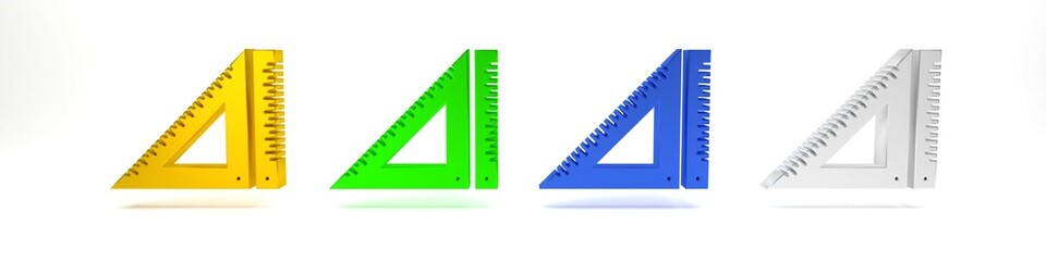 Poster - colorful triangular ruler icon isolated on white background. straightedge symbol. geometric symbol. 