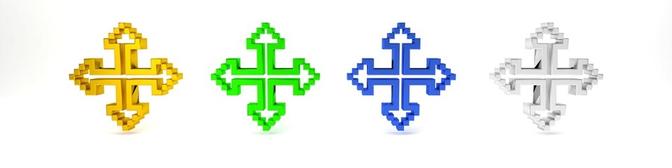 Poster - colorful pixel arrows in four directions icon isolated on white background. cursor move sign. minima