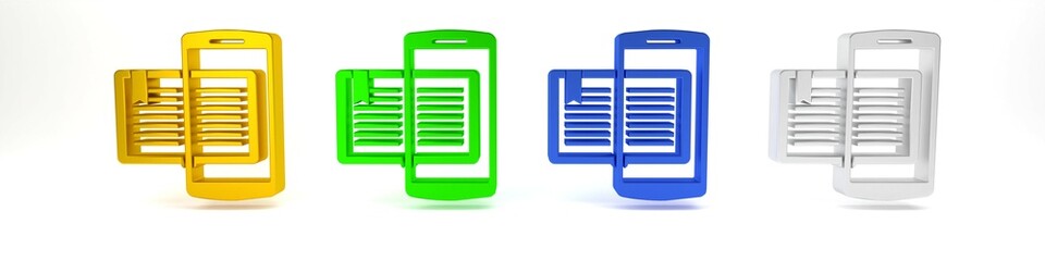 Poster - Colorful Smartphone and book icon isolated on white background. Online learning or e-learning concept. Minimalism concept. 3D render illustration