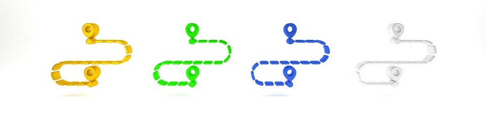 Poster - colorful route location icon isolated on white background. map pointer sign. concept of path or road