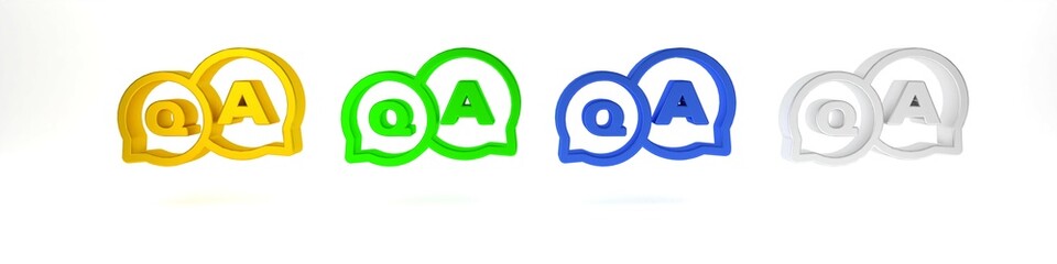 Poster - colorful speech bubbles with question and answer icon isolated on white background. q and a symbol. 