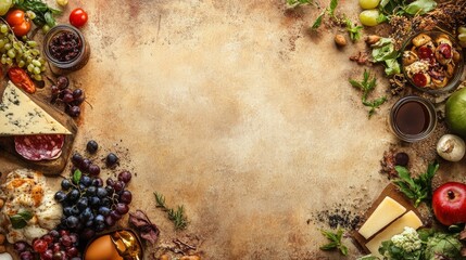 Food background with copy space, designed to leave ample room for text or other elements, ideal for marketing materials or social media posts