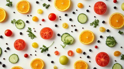 Poster - Food pattern photography, creating repeated arrangements of ingredients or dishes to form artistic and visually striking compositions
