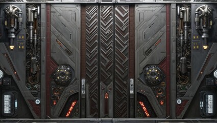 Canvas Print - Futuristic Metal Door with Intricate Design