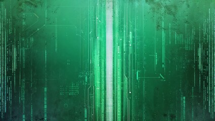 Wall Mural - Abstract Green Digital Glitch Background