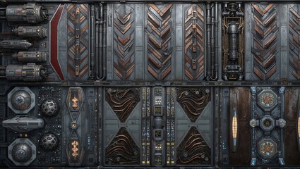 Canvas Print - Industrial Sci-Fi Paneling: Futuristic Textures for Your Projects