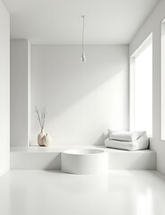Poster - A clean and minimalist interior design featuring a predominantly white color scheme.