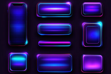 Fototapete - Colorful futuristic design elements with glowing effects on a dark background