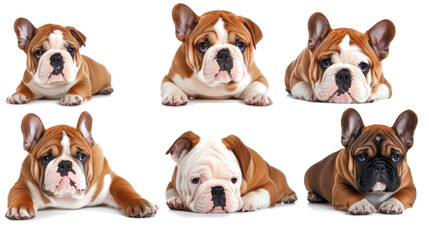 Poster - this charming collection features six english bulldogs posed restfully generative ai
