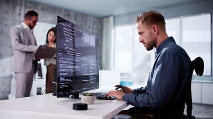 Fototapete - Software Engineer Developer Using Desktop Computer