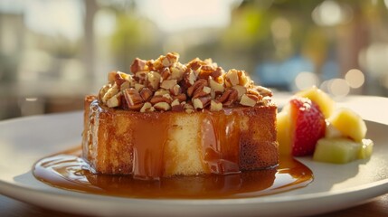 Wall Mural - Delicious French Toast with Nuts and Syrup