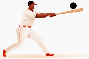 Illustration of a baseball player swinging bat in uniform