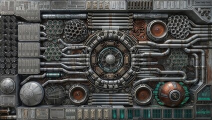 Wall Mural - Steampunk Machinery Wall Art - Industrial Design