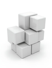 Aufkleber - Abstract geometric blocks in 3D render with generative AI on a white background.