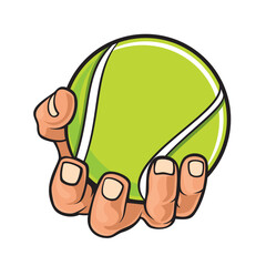 Sticker - hand holding tennis ball vector illustration design