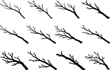 set of wooden twigs icon vector. branch icon