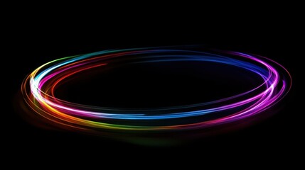 Poster - A vibrant, circular light trail, composed of multiple colors, against a dark background
