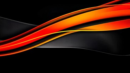 Fototapete - A black background with three different colors of curved shapes.