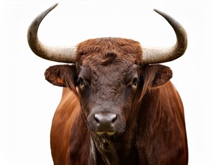 bull with sharp horns isolated on white background