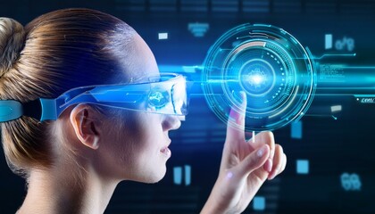 futuristic smart glasses with digital display