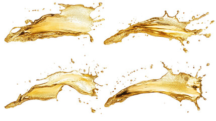 Poster - Golden Oil Splashes Collection Isolated on a Transparent Background Generative AI