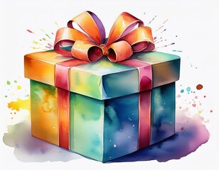  watercolor gift box illustration