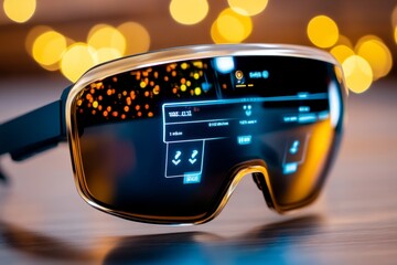 Poster - A futuristic rewards program display on augmented reality glasses, showing customer points in real-time
