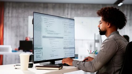Poster - African American Coder Using Computer At Desk