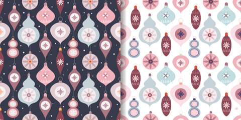 Wall Mural - christmas seamless patterns set with decorative christmas balls, seasonal background, holidays wallp