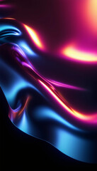 Poster - Liquid metal 3D shape design element on black background. Fluid gradient shape with waves and ripple 