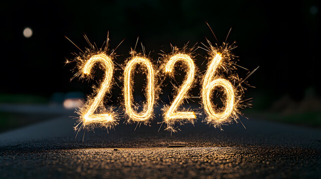 2026 in Gold Shining in the Night Sky – Celebratory New Year Concept