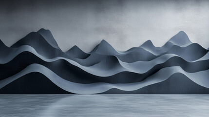 Wall Mural - Dark gray mountain on the wall, 3d panel