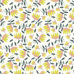 Cute hand drawn floral seamless pattern background