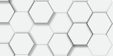 Abstract white background with hexagon and hexagonal background. vector abstract pattern with hexagonal white and gray technology line paper background.  Luxury honeycomb grid White Pattern. 